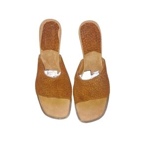 NEW Carpincho Leather Block Heel Sandals 3.5” Size 36 Brown Handmade Argentina